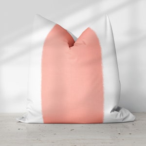 Wide Stripe Vertical Band Coral Pink Pillow Throw