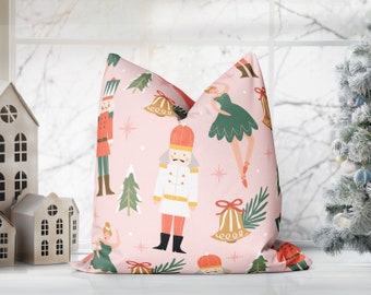Seriously Silly Christmas Nutcracker Pink Pillow Throw