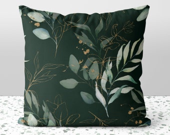 Calm Eucalyptus Leaves on Rainforest Green Pillow Throw Cover