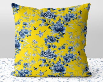 Throw Pillow Floral Pattern Pattern Floral Blue and Yellow and Rey Throw Pillow 18x18 Multicolor Throw Pillow Floral Pattern Pattern Floral Blue and Yellow and Rey Throw Pillow 18x18 Multicolor