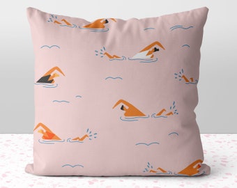 Summer Swim Pink Pillow Throw Cover