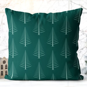 Gentle Winter Christmas Trees Oxford Mint Green Pillow Throw
