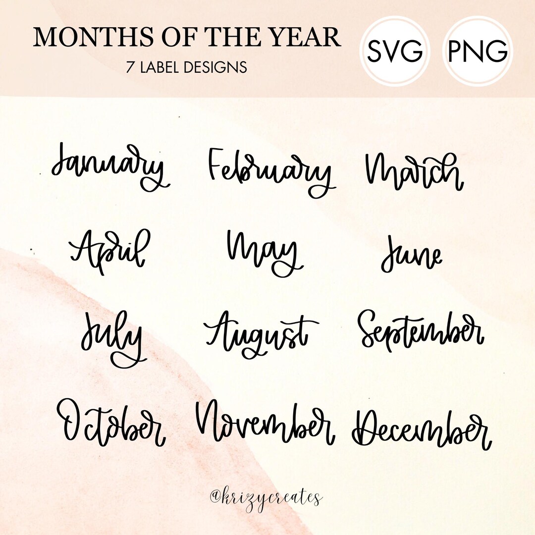 Months of the Year SVG Bundle: Label Designs (SVG & PNG) - Etsy
