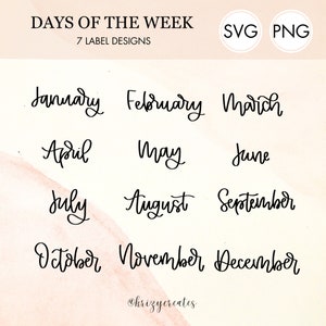 Months of the Year SVG Bundle, Months Label SVG and png