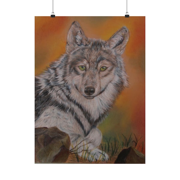 Wolf Colored Pencil Print on Matt Archive Paper Support Endangered Wildlife