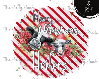 Christmas PNG, Merry Christmas Heifers PNG, Merry Christmas png for Sublimation, Christmas png, Cows png, Christmas gift idea png,
