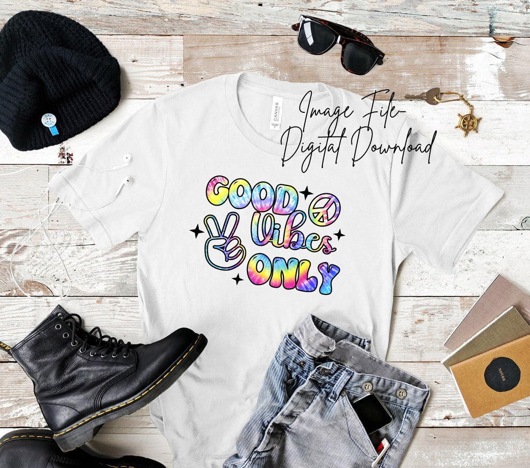 Good Vibes Peace Embroidered Tee in Cream