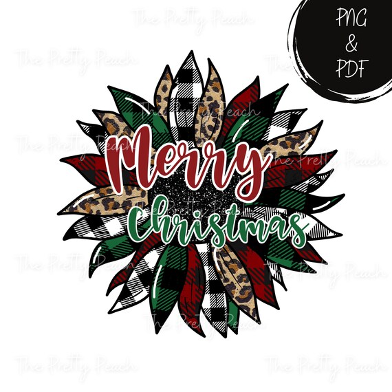 Merry Christmas sunflower Png, Christmas gift Idea, Christmas Sublimation png, Christmas png, Buffalo plaid png, Cheetah print png, Instant
