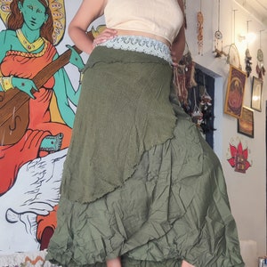 Layered Raw Cotton Boho Wrap Skirt Dance Skirt