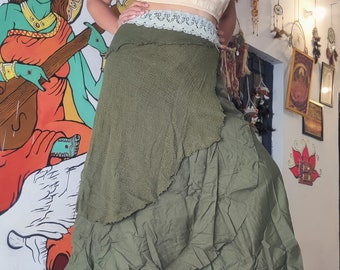 Layered Raw Cotton Boho Wrap Skirt Dance Skirt