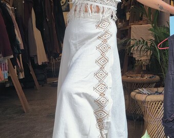 Block Print Wrap Skirt, Hemp Cotton Wrap Skirt, Boho Wrap Skirt, Festival Wrap Skirt,