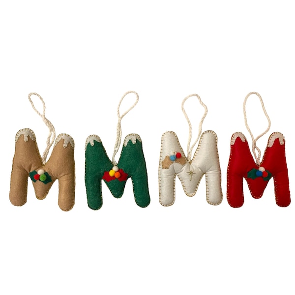 Felt Letter Christmas Ornament: Personalized Initial Tree Decor