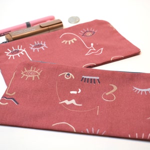 Artsy pencil case, fabric pencil case, pencil pouch , cosmetic brush case, artist gift, christmas gift , makeup bag , zip pouch , abstract