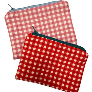 Monedero Gingham Coin, regalo de Navidad, billetera de monedas, billetera de tela, bolso para niños, bolso de tarjeta, bolsa pequeña, lindo regalo, bolso de algodón, cremallera pequeña
