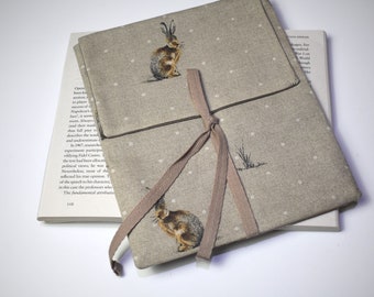 Capa protetora de livro com coelho, capa de algodão para livro, presente para amantes de livros