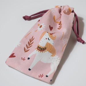 Eenhoorn bril gevallen, munt portemonnee, stof portemonnee, stof portemonnee, arsty cadeau, kaart portemonnee, trekkoord etui, kleine buidel, schattig cadeau
