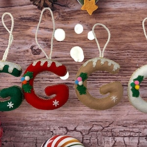 Christmas Ornament Initial, Letter ornament , Personalised Christmas Decoration , Felt Letters, Christmas Tree Decor, Felt Initials,LETTER G