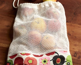 Fruit and vegetable net large, vegetable bag, vegetable net, sustainable, hand-sewn
