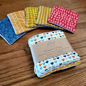 Washable make-up removal pads, 5 pieces, reusable, zero waste, sustainable, handmade, hand-sewn