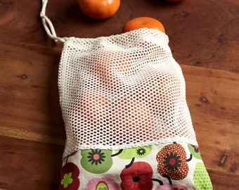 Small fruit and vegetable net, vegetable bag, vegetable net, sustainable, hand-sewn