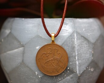 Irish Bird Coin Necklace: Celtic Book of Kells Jewelry