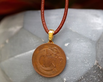 Irish Penny Necklace: Bird Coin, Celtic Jewelry, Ireland Gift