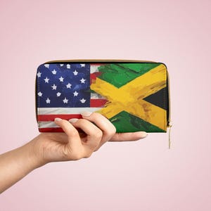 アメリカ ジャマイカ国旗デザイン ジッパーウォレット アメリカのジャマイカ伝統の贈り物 妻、女性へのユニークで美しい島民への贈り物