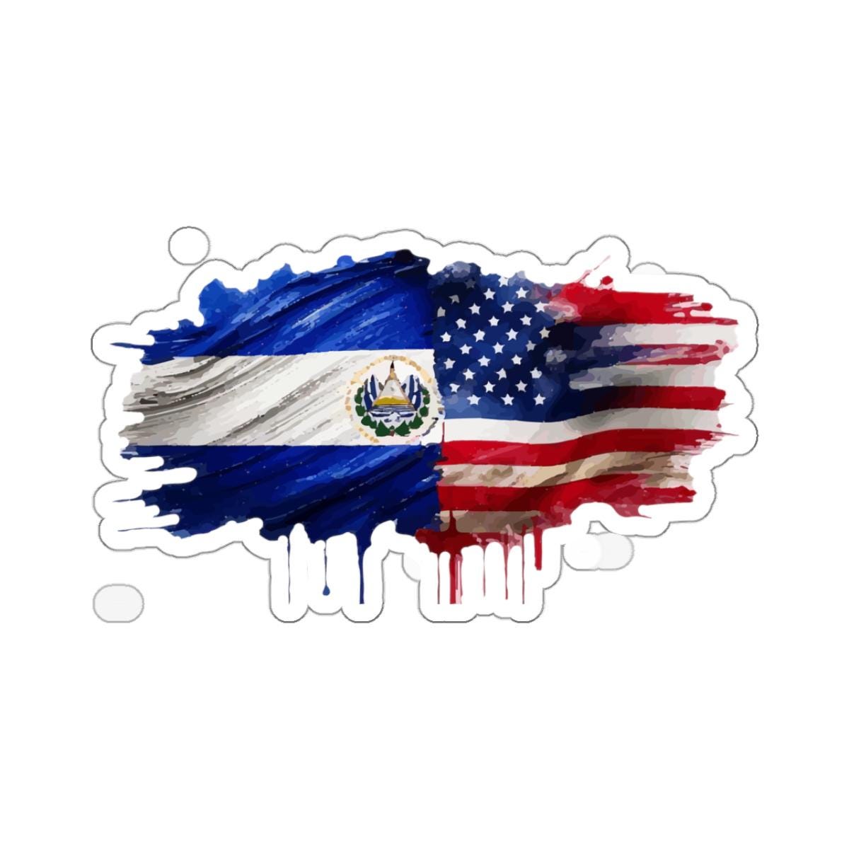 USA El Salvador Flags Patriotic Kiss Cut Stickers Celebrate