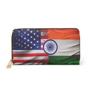 インド アメリカ国旗 ジッパー付き財布 アメリカインディアン インドからの友人への贈り物 伝統 祭り 愛国心