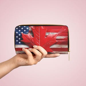 アメリカ カナダ国旗デザイン ジッパーウォレット アメリカ カナダ 伝統 メープルリーフ 旗 愛国的なお祝い