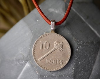 Fiji Coin Necklace: Scepter Pendant, Pacific Island Jewelry