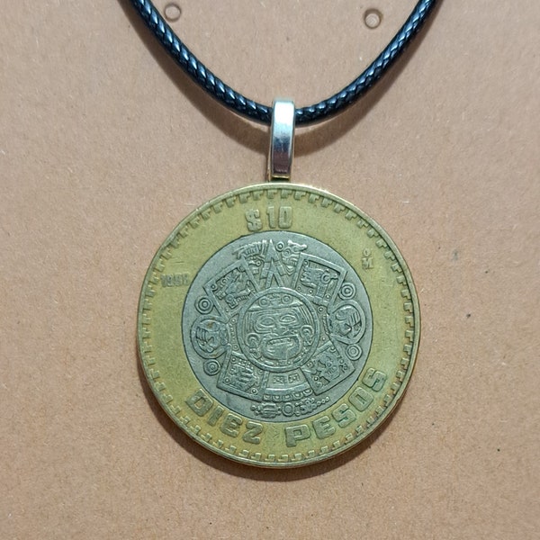 Mexican Eagle Coin Necklace Made with Genuine Foreign Coin From Mexico Silver and Gold Necklace Mexican Culture Jewelry Gift for Mom Wife