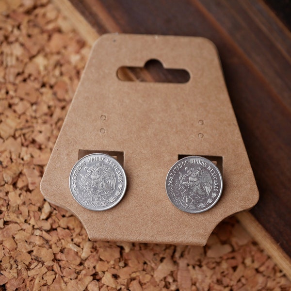 Mexican Eagle Earrings, Foreign Coin Jewelry, Mexico Gifts, Men's Earrings, Eagle Jewelry, Mexican Gift for Him, Travel Gift for Her