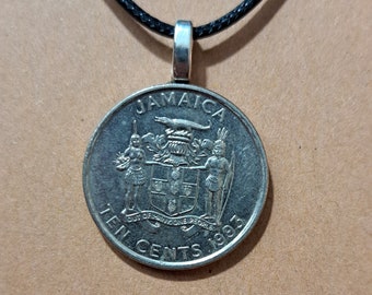 Jamaican Coin Necklace: Caribbean Island Jewelry, Travel Souvenir