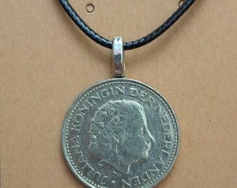 Queen Juliana Netherlands Coin Necklace - Dutch Royalty Portrait