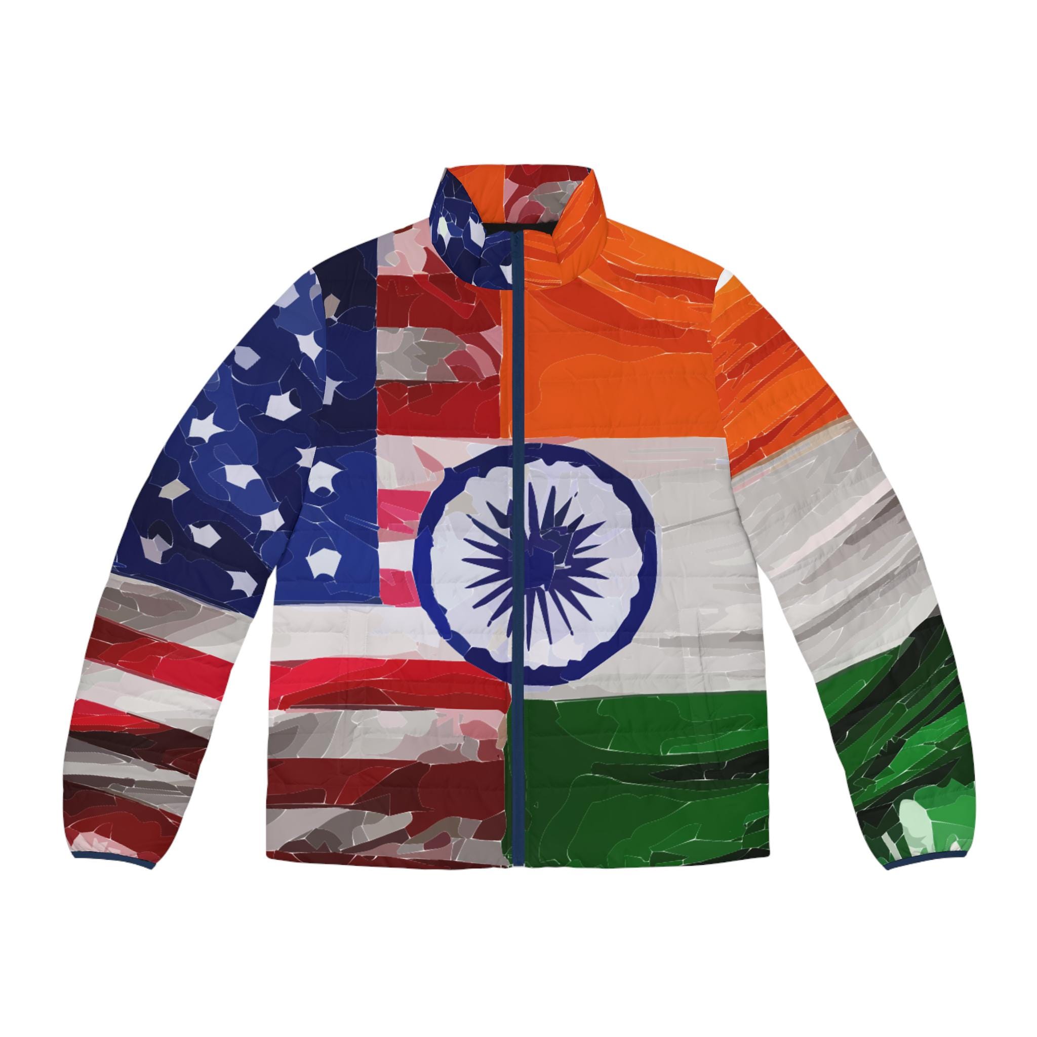 Mens Puffer Jacket USA and India Flag Design Patriotic Gift - Etsy