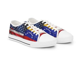 USA Venezuela Flagge Low Top Sneakers: Vaterländische Freizeitschuhe