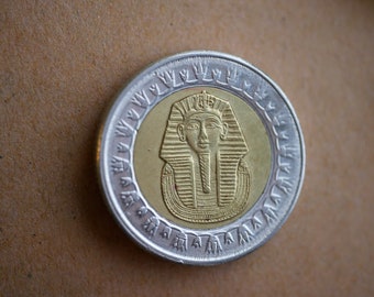 Egyptian Coin Pin, Genuine Foreign Coin Pharaoh Death Mask Sphynx Pyramids Desert Camels Egypt Africa Brooches Lapel Pins Button Unique Cool