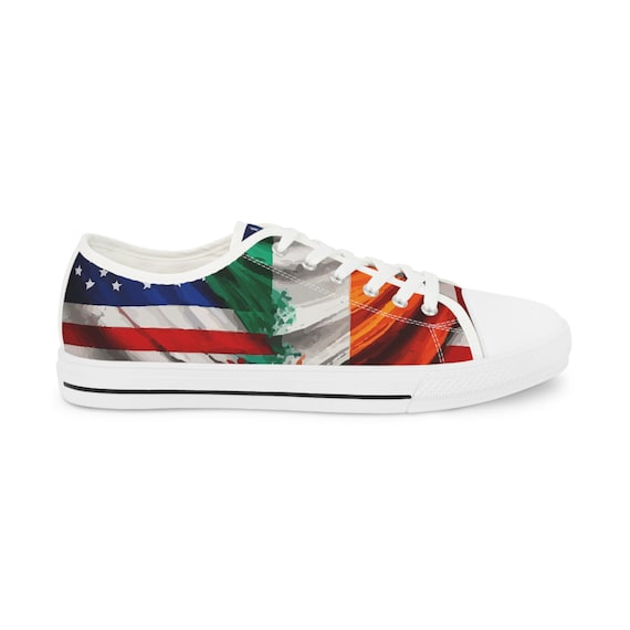 USA Ireland Flag Low Top Sneakers: Patrick's Day Footwear