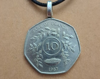 Uganda Coin Necklace: African Flower Jewelry, Heritage Gift