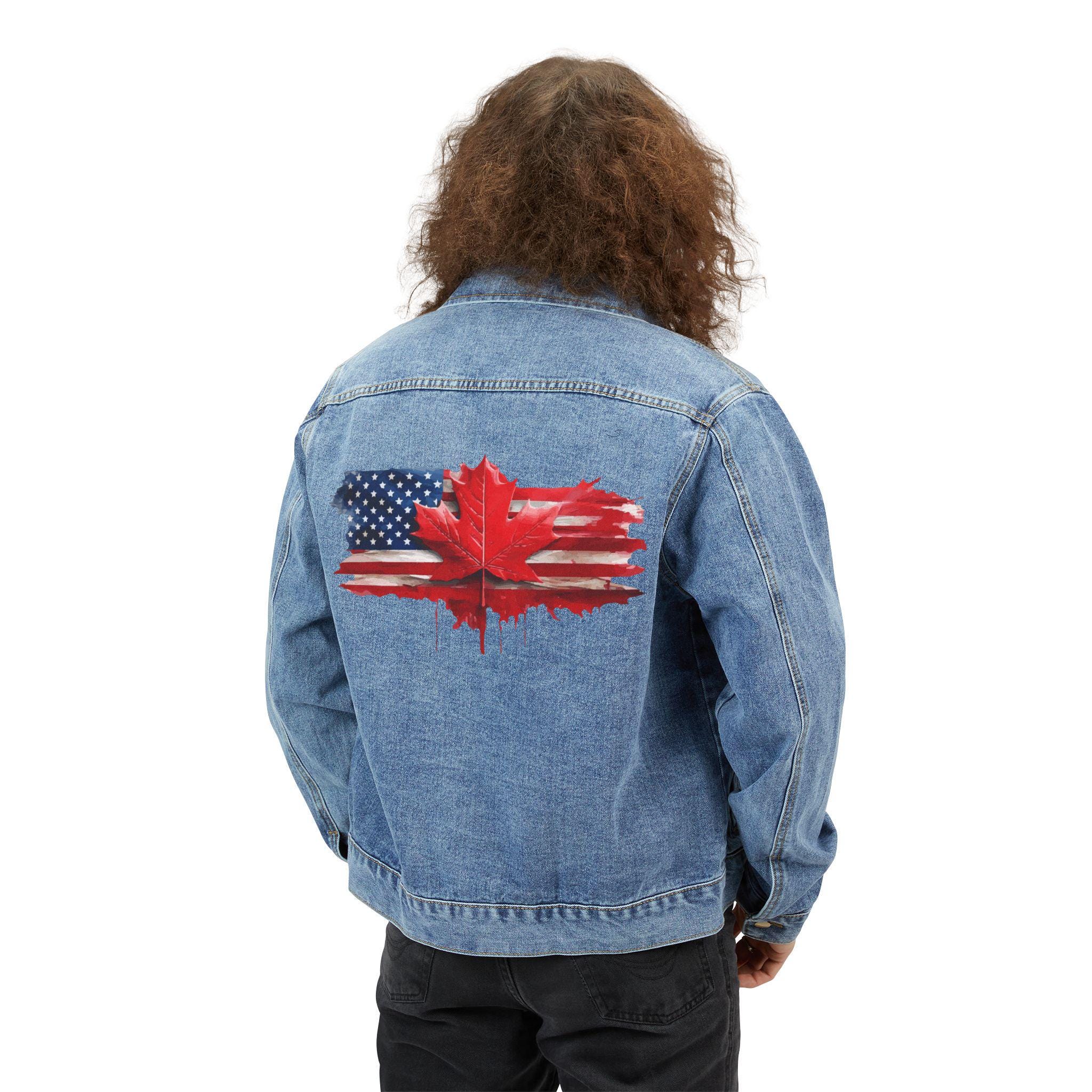 American Canadian Flag Denim Jacket: Patriotic Heritage Style - Etsy