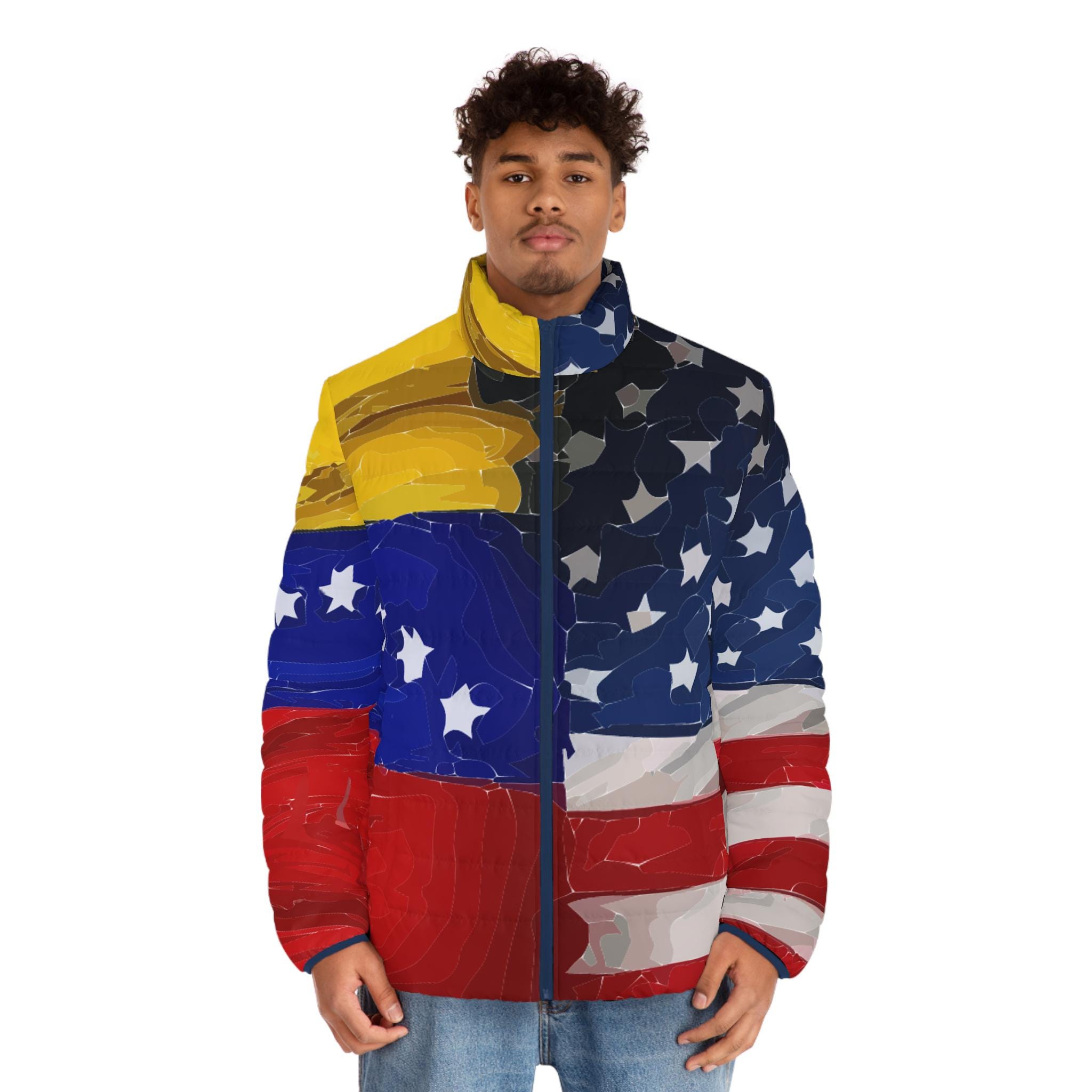 Venezuelan USA Flag Puffer Jacket - Patriotic Mens Outerwear - Etsy