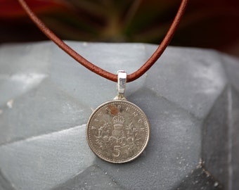 United Kingdom Scottish Thistle Necklace, England Jewelry, Foreign Coin Jewelry, Travel Lover Jewelry, British Jewelry, Scotland Necklace