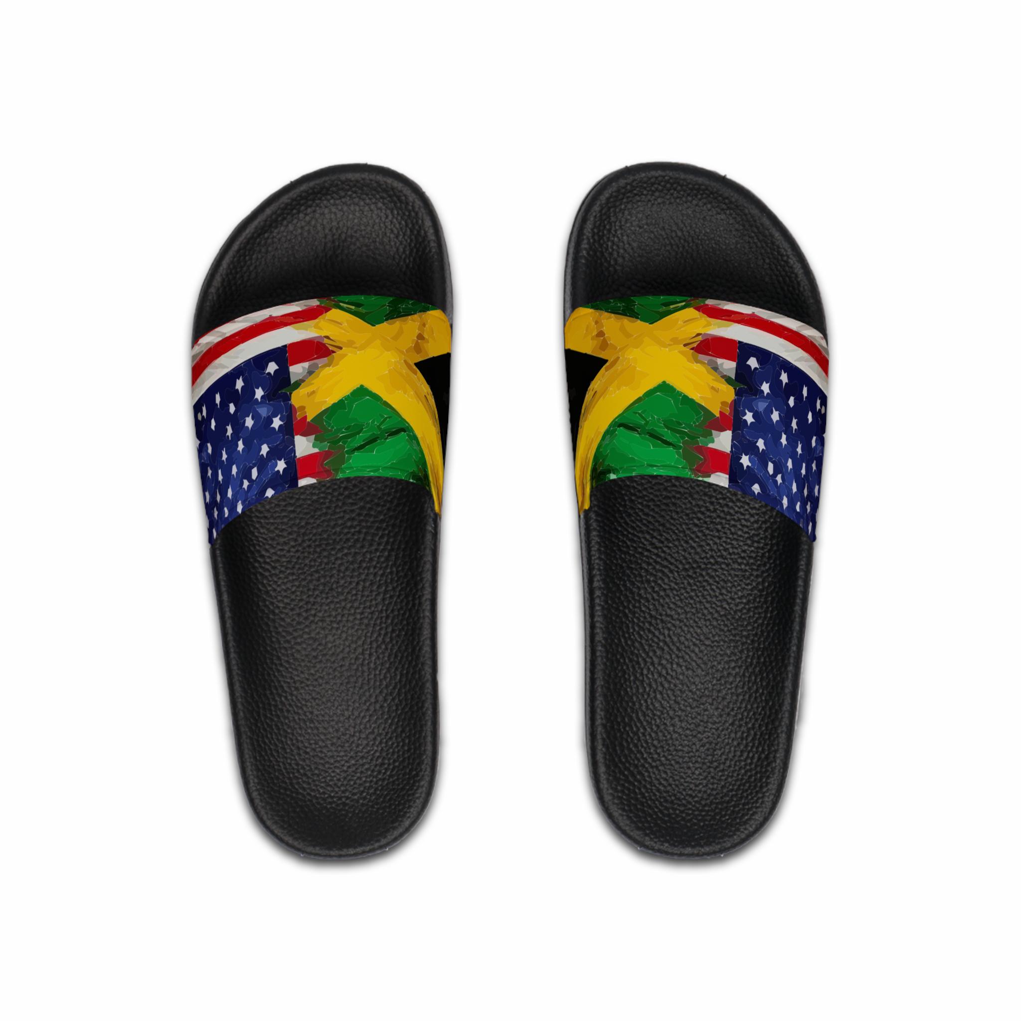 Jamaican Flag Slides Unisex ?? Jamaica Flag Slides with Interchangeable Straps – Rebel One Mart main image 2