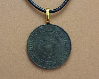 Philippines Coin Necklace: Filipino Jewelry, 20" Cord