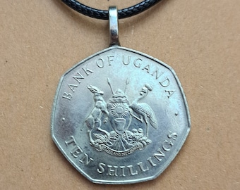Uganda Coin Necklace: African Heritage Jewelry, Wildlife Bird, 20" Cord