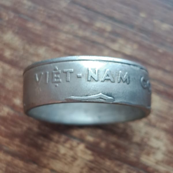 Vietnam Coin Ring Genuine Vietnamese Heritage Travel Coin Jewelry Engagement Wedding Band Anniversary Gift Asia Asian Men Women Indochina