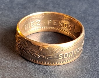 22金ゴールド メキシコ・ディエス・ペソ コインリング：ヴィンテージ