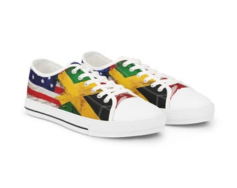 USA Jamaika Flagge Low Top Sneakers: Unisex Festival Schuhe