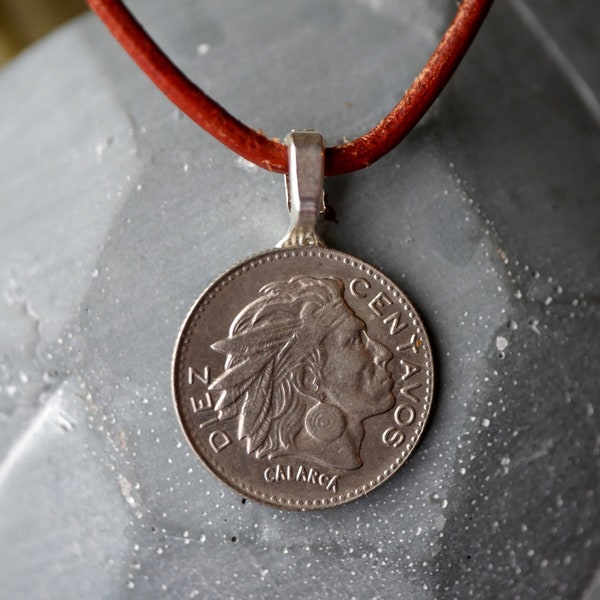 Columbia Coin Necklace, Columbian Gifts, Columbia Jewelry, Foreign Coin Jewelry, South America Gifts, Foreign Coin Necklace, Spanish Jewelry